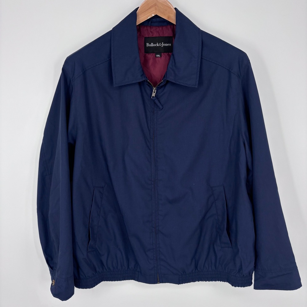 Bullock & Jones Lightweight Bomber Jacket Mens XXL Navy Blue Made in USA Classic